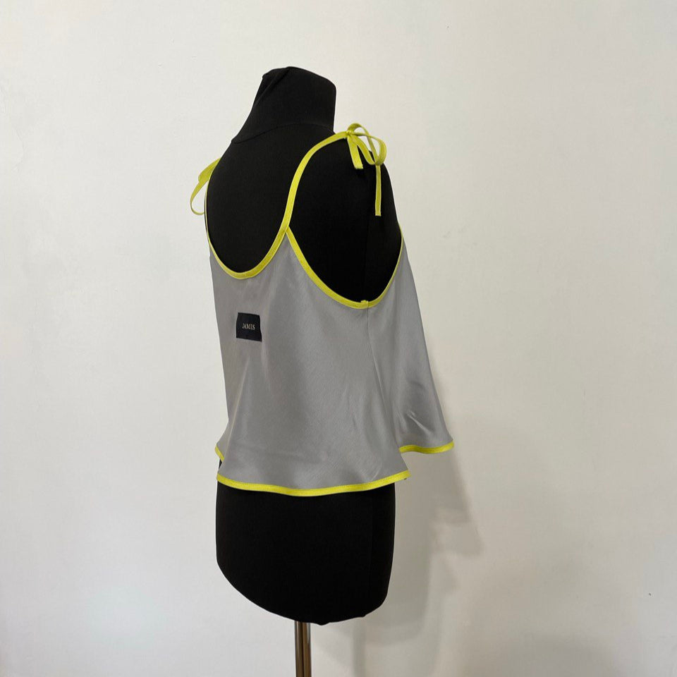 Silver and Neon Yellow Rouleau Slip Tie