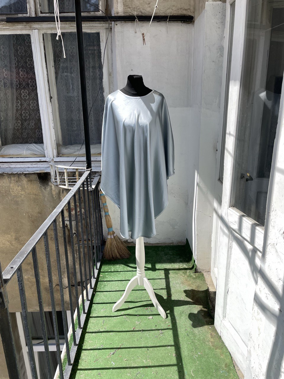 Moonlight Blue Satin Silk Cape