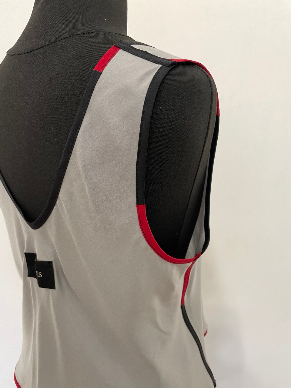 Silver Red and Black Bias Cut Top