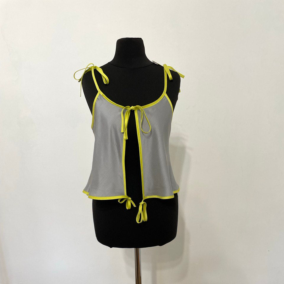 Silver and Neon Yellow Rouleau Slip Tie