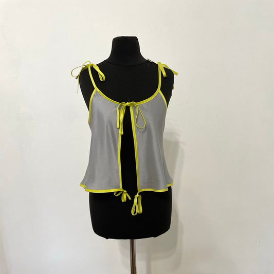 Silver and Neon Yellow Rouleau Slip Tie