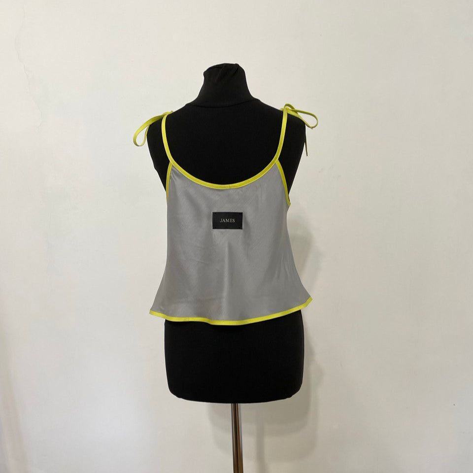 Silver and Neon Yellow Rouleau Slip Tie