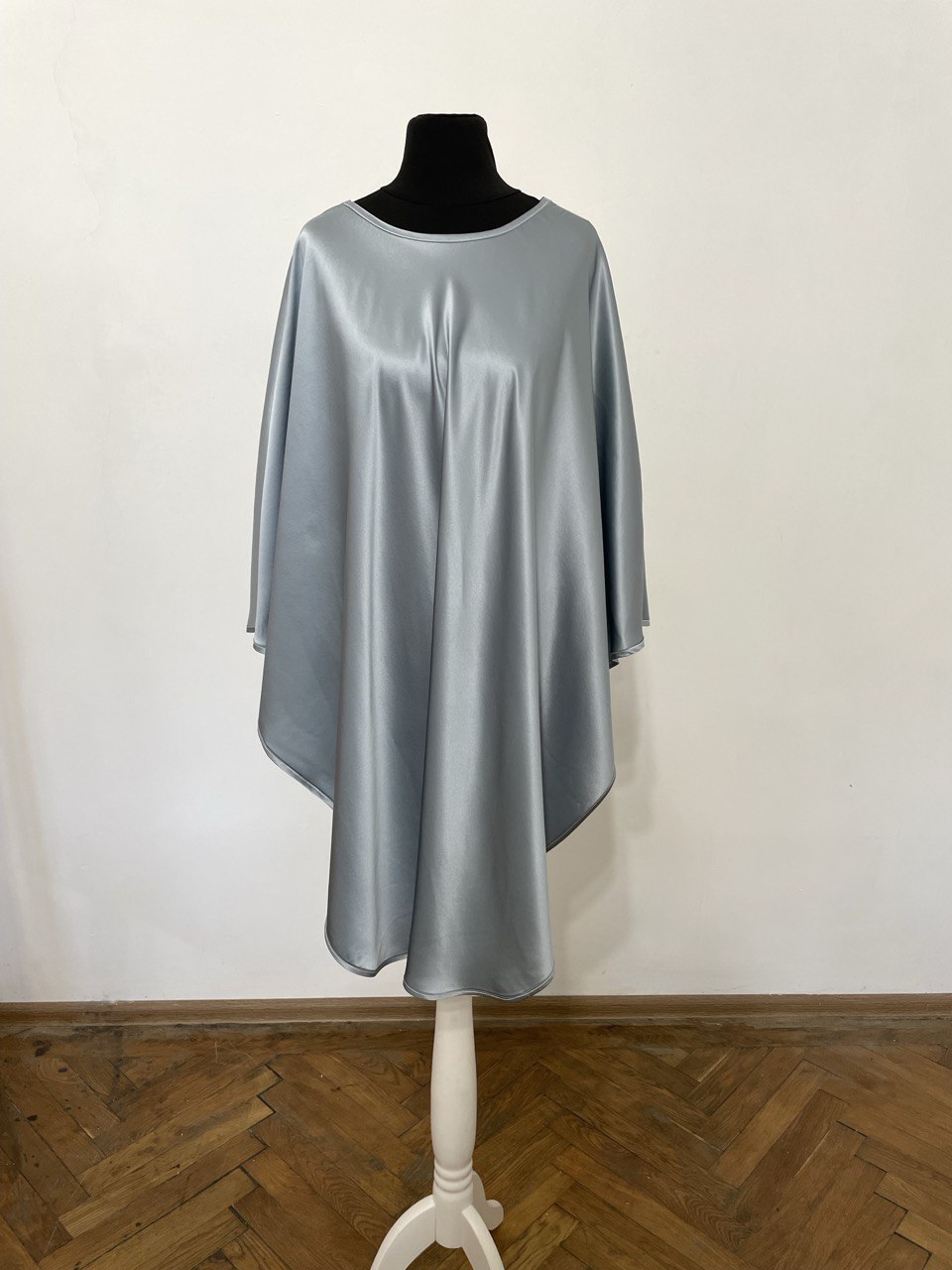 Moonlight Blue Satin Silk Cape