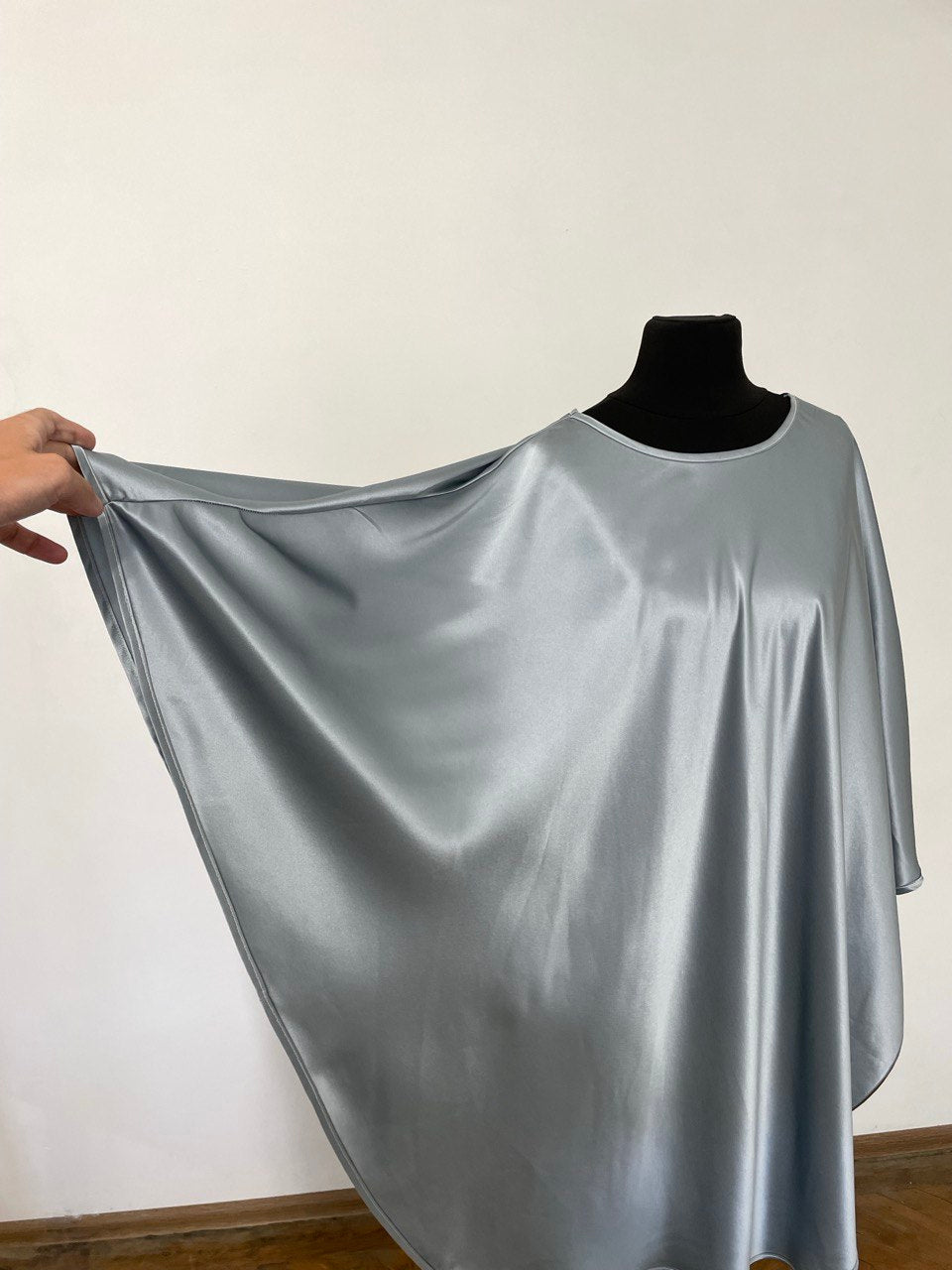 Moonlight Blue Satin Silk Cape