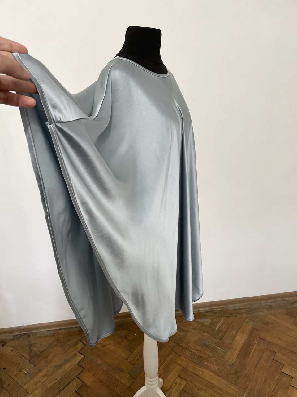 Moonlight Blue Satin Silk Cape