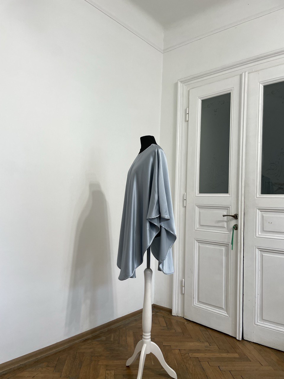 Moonlight Blue Satin Silk Cape