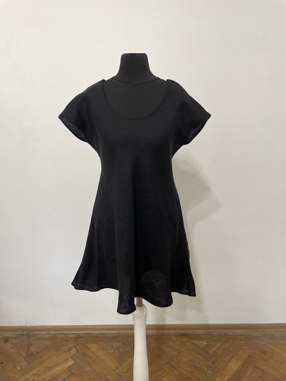 Mini Black Linen Summer Dress