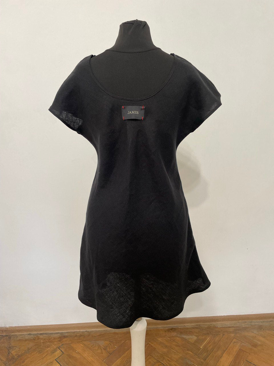 Mini Black Linen Summer Dress