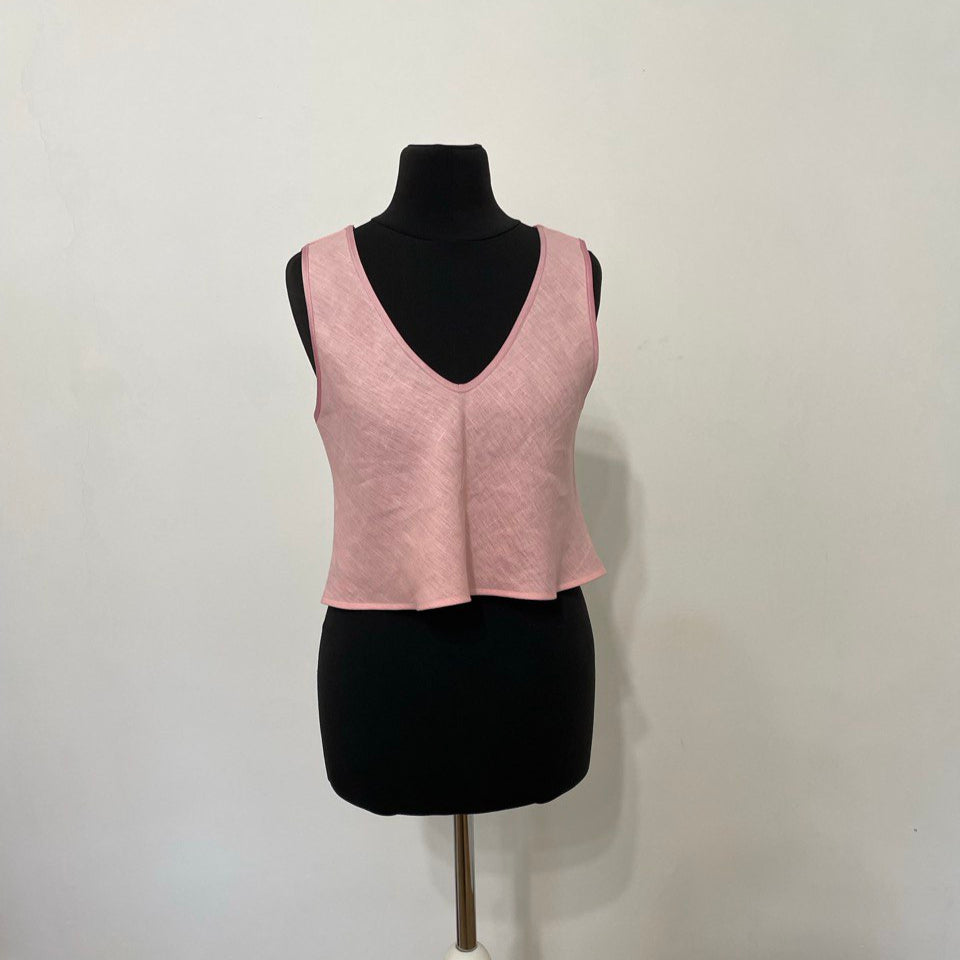 Bubblegum Linen Crop Top