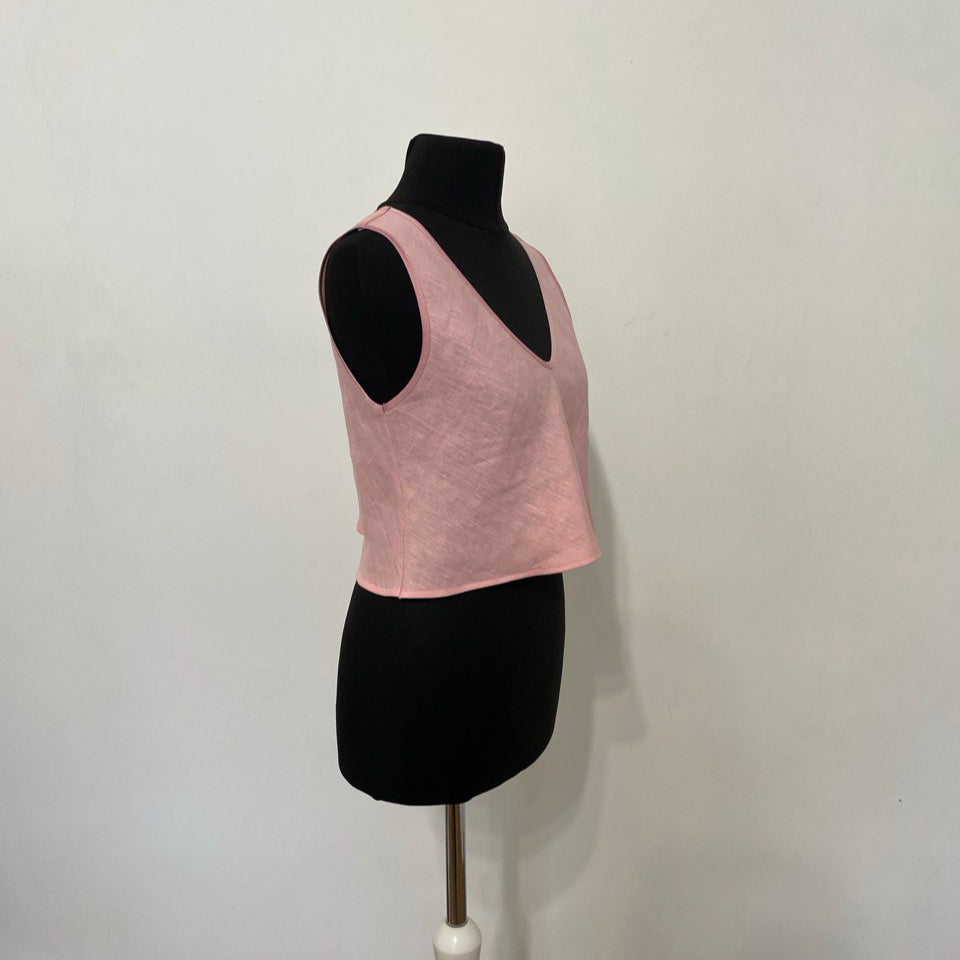 Bubblegum Linen Crop Top