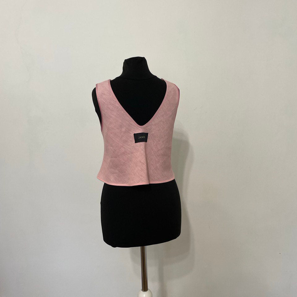 Bubblegum Linen Crop Top