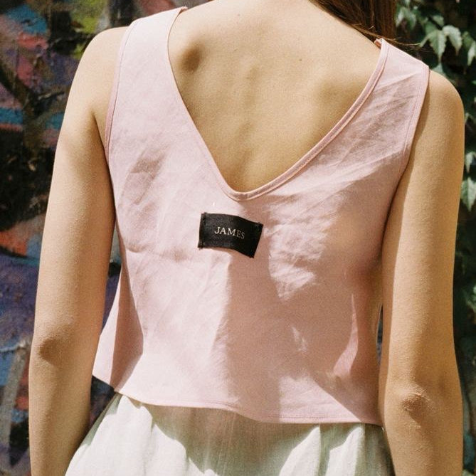 Bubblegum Linen Crop Top