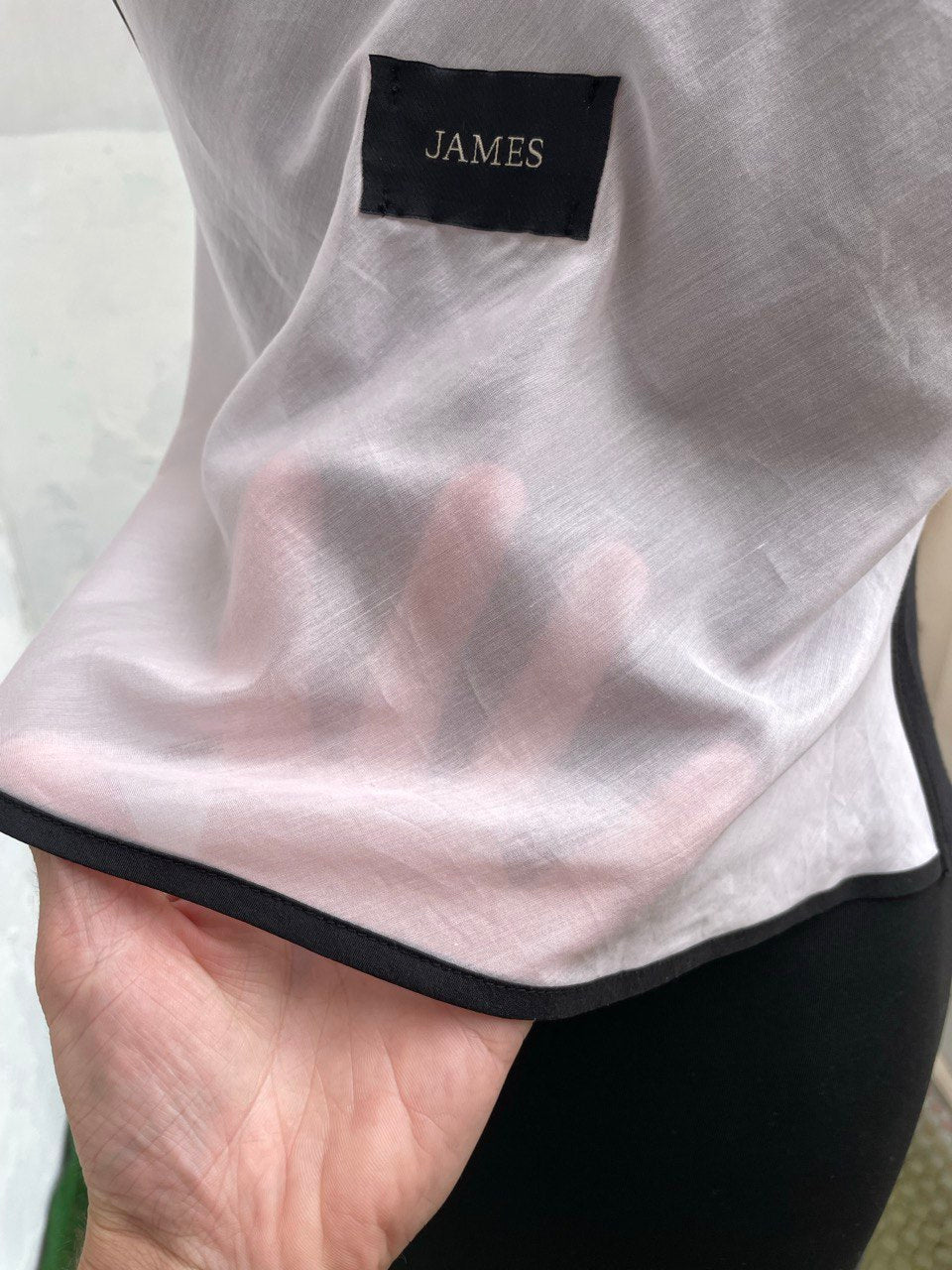 Half / Half Pink and Black Multi Fabric Top