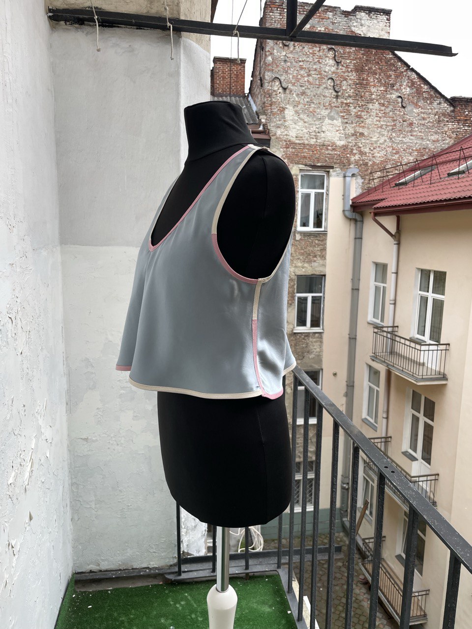 V Neck Moonlight Blue Silk Top