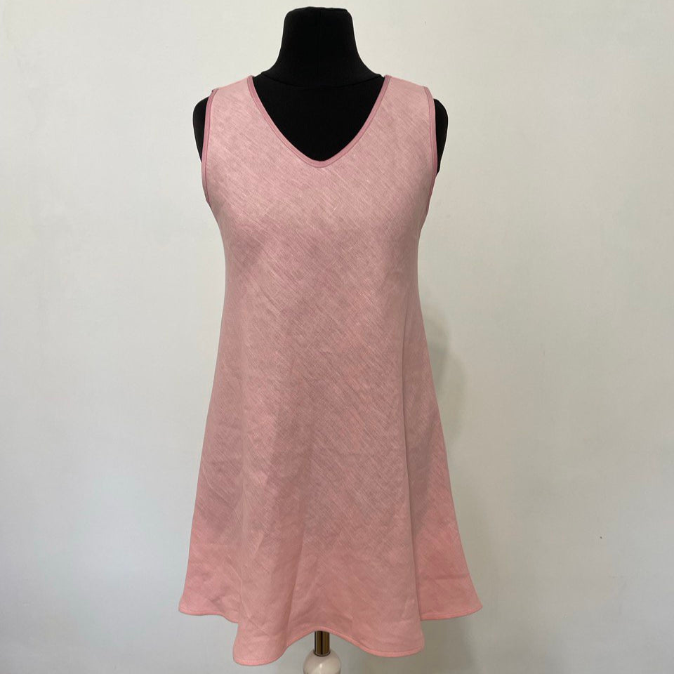 Mini Pink Bubblegum Linen Summer Dress