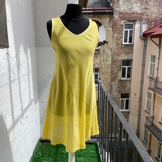 Yellow Sheer Silk/Cotton Summer Dress