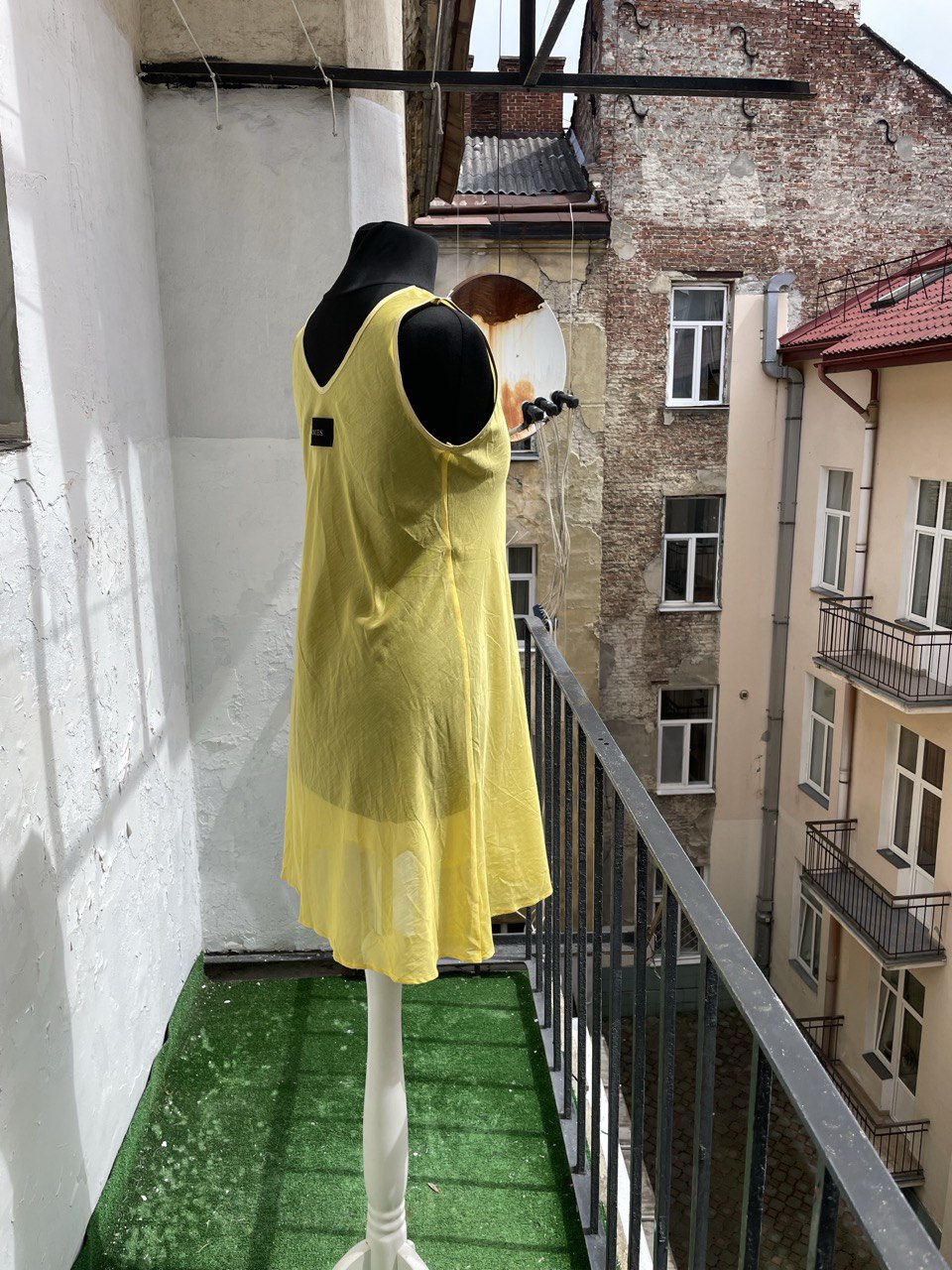 Yellow Sheer Silk/Cotton Summer Dress