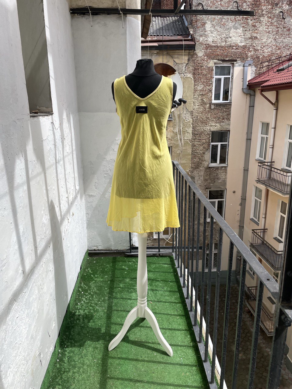 Yellow Sheer Silk/Cotton Summer Dress