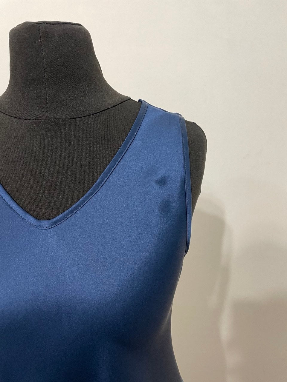 Blue Midi Silk Satin Evening Dress