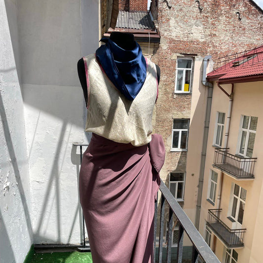 Lilac Silk Crêpe Wrap Overskirt