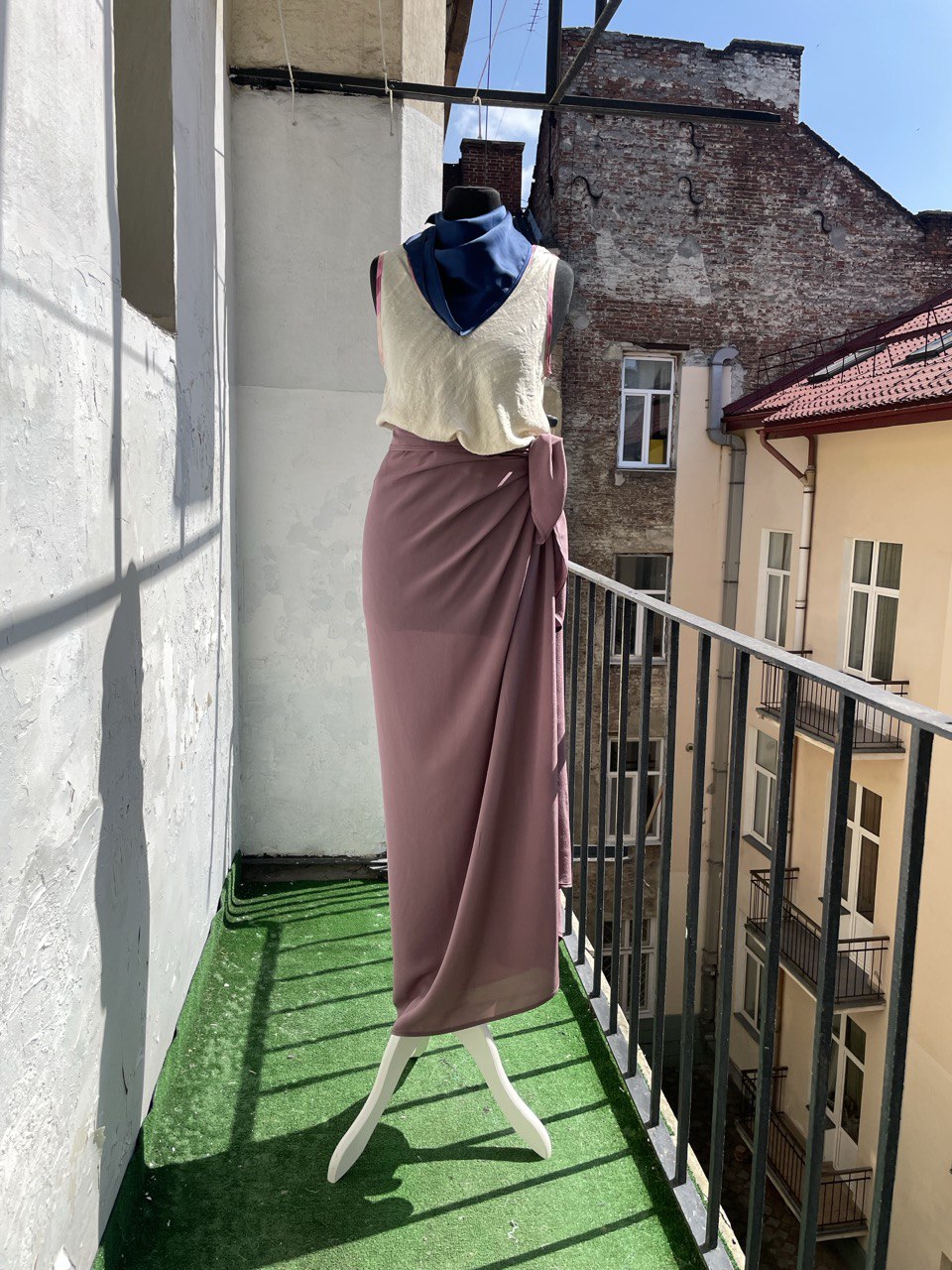 Lilac Silk Crêpe Wrap Overskirt