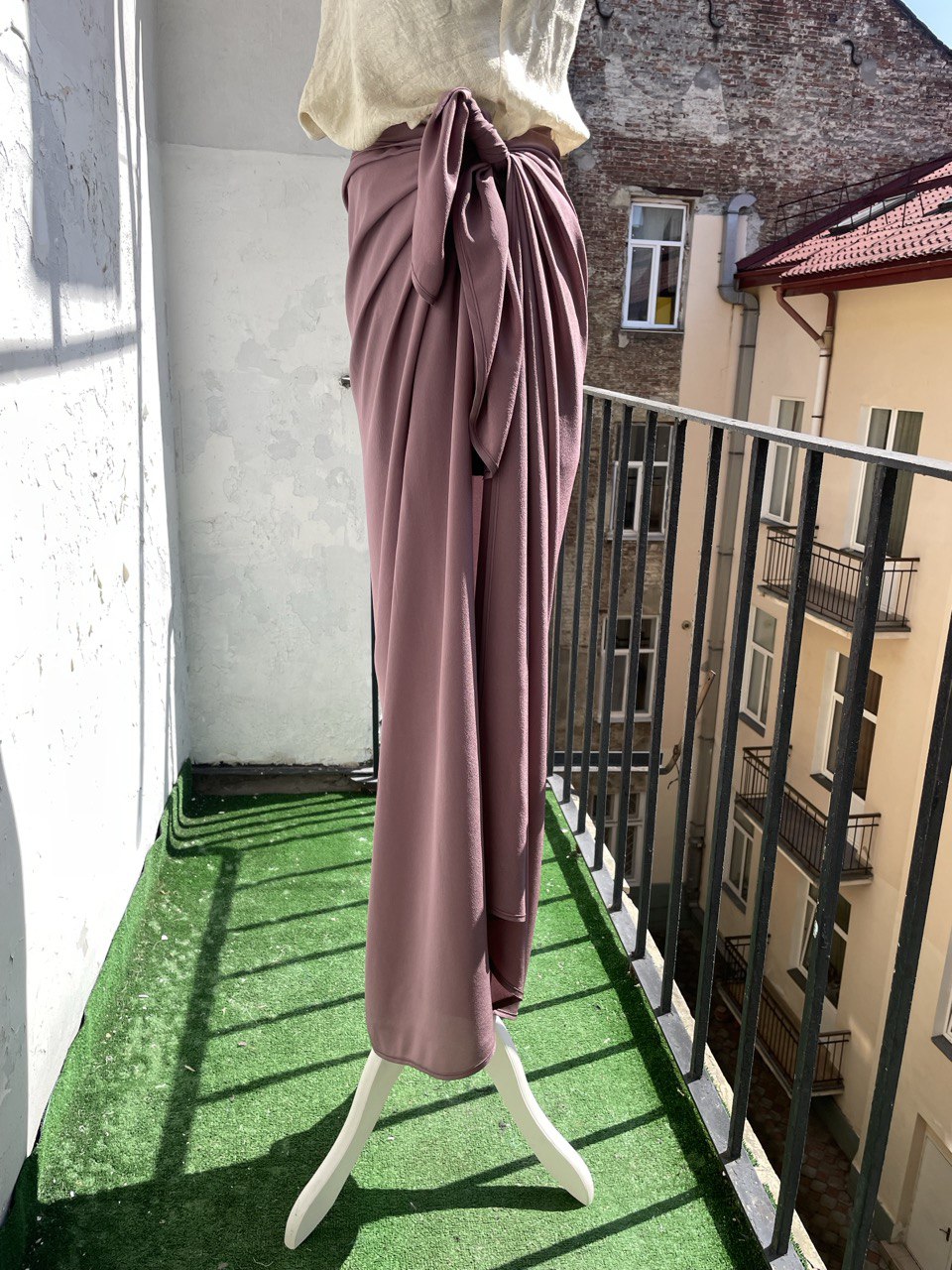 Lilac Silk Crêpe Wrap Overskirt