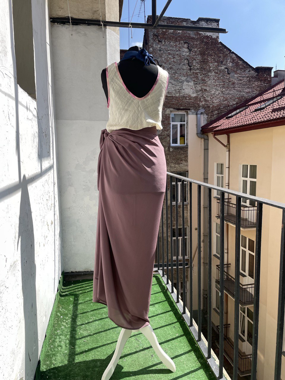 Lilac Silk Crêpe Wrap Overskirt