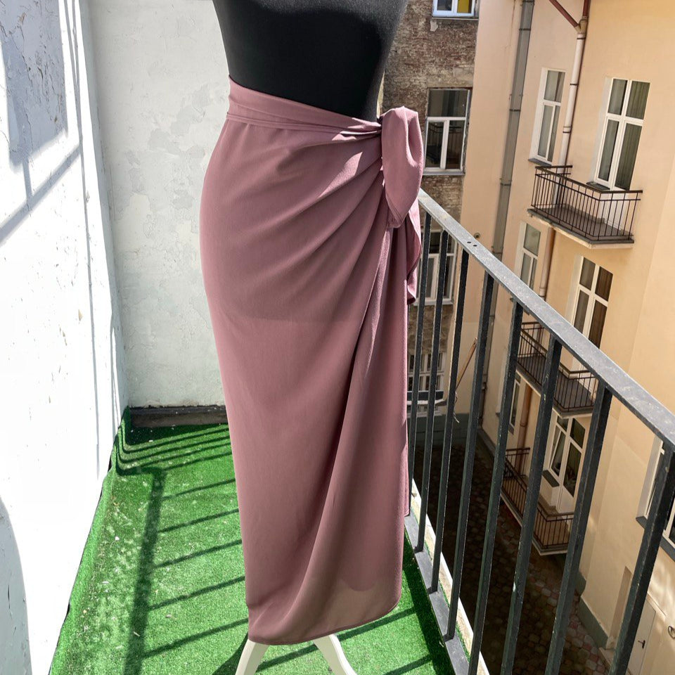 Lilac Silk Crêpe Wrap Overskirt