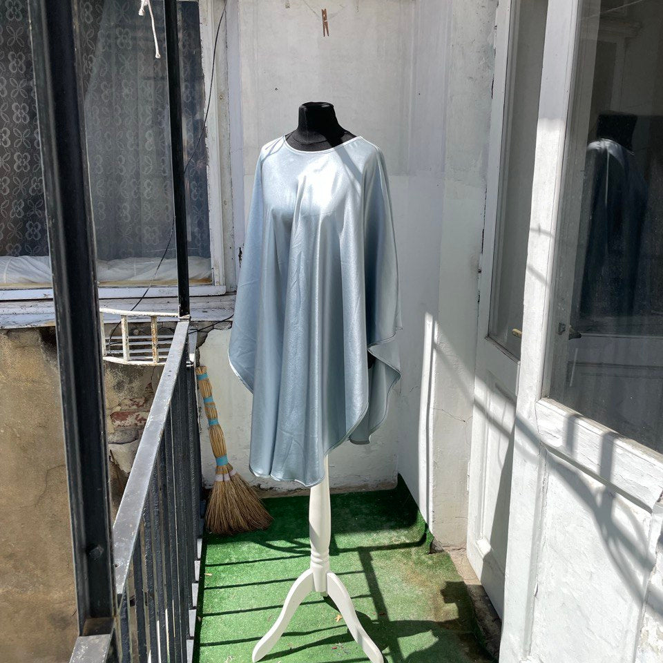 Moonlight Blue Satin Silk Cape
