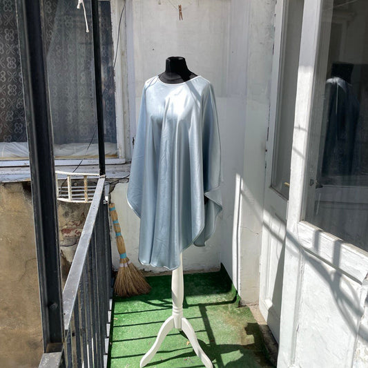 Moonlight Blue Satin Silk Cape