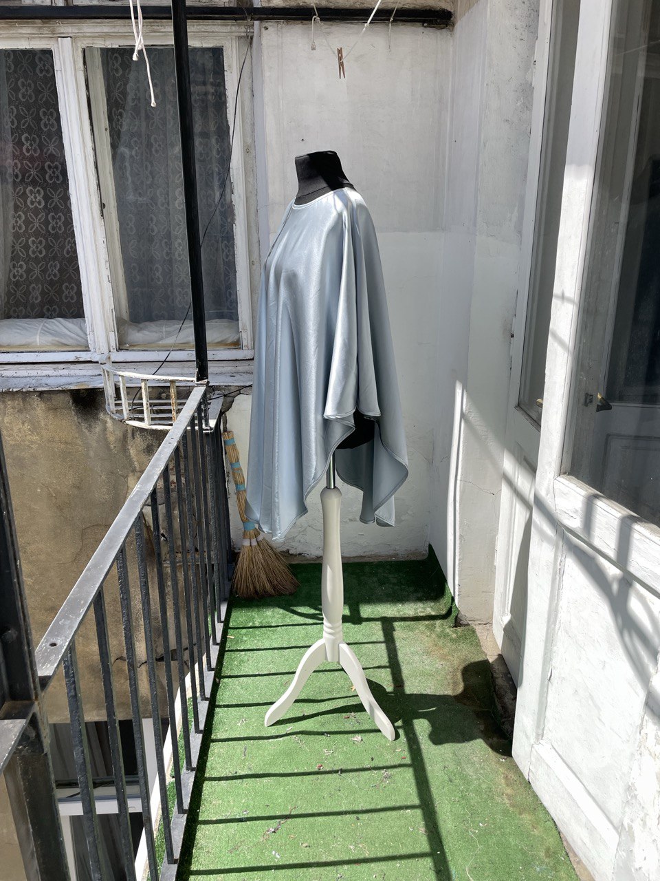 Moonlight Blue Satin Silk Cape