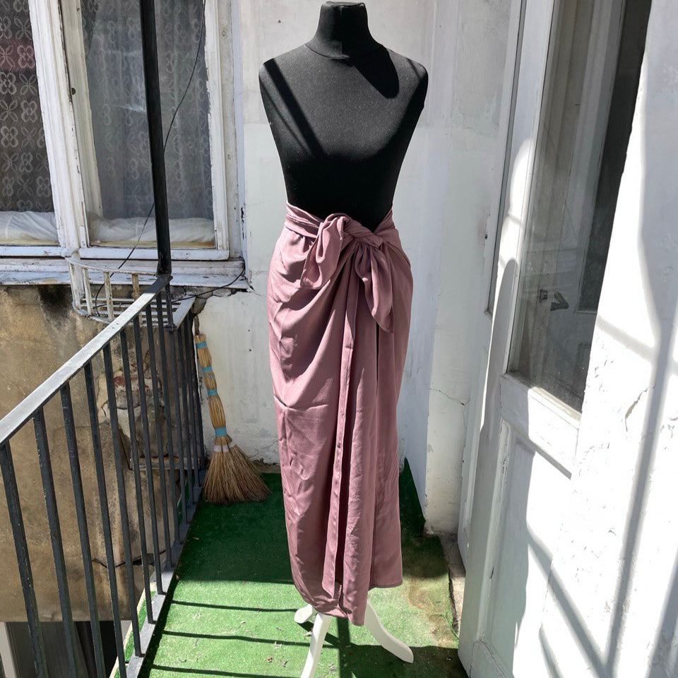 Lilac Silk Crêpe Wrap Overskirt