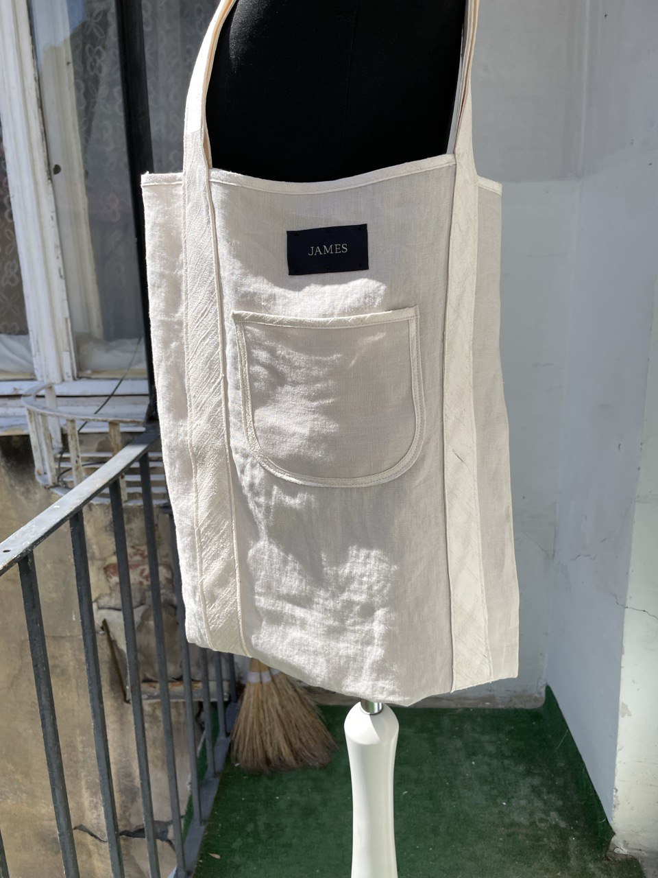 Linen and Silk Cream Day Bag