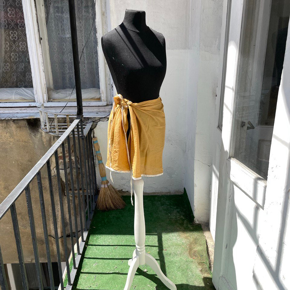 Gold Silk Mini Wrap Skirt