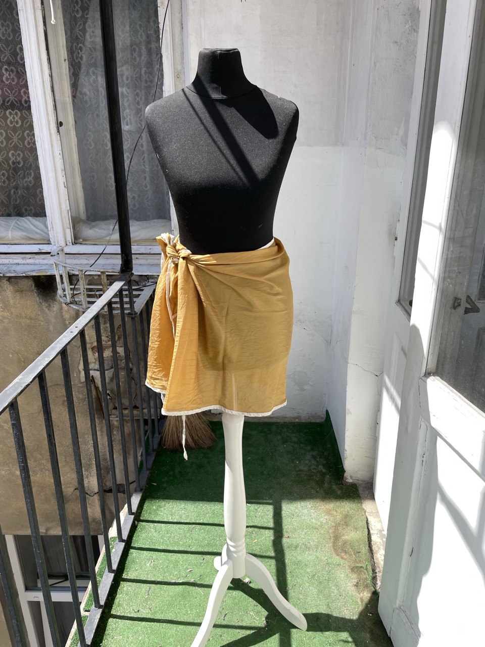 Gold Silk Mini Wrap Skirt