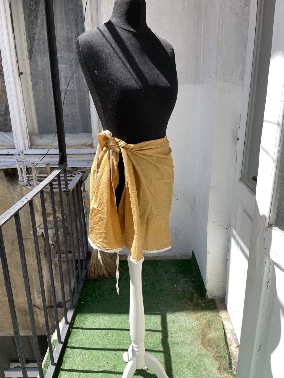 Gold Silk Mini Wrap Skirt