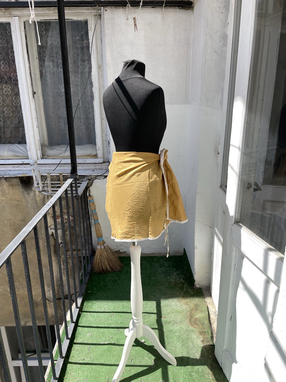 Gold Silk Mini Wrap Skirt