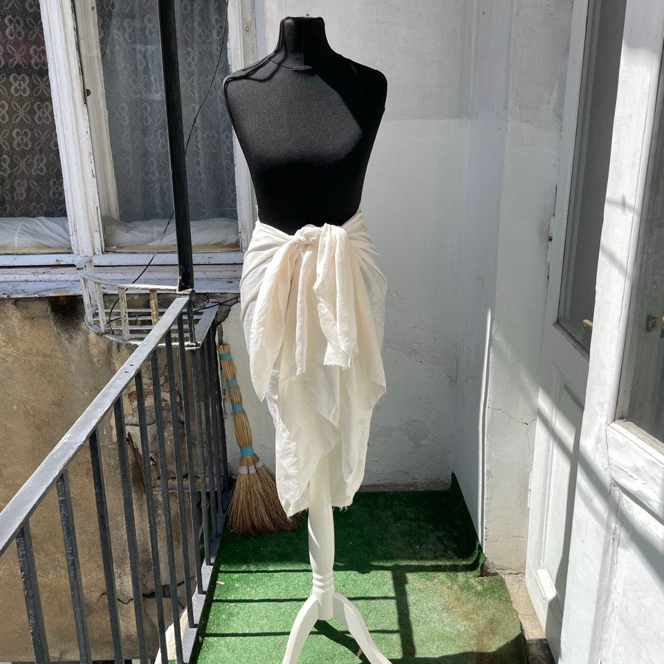 Deconstructed Sheer White Wrap Skirt Frayed Hem