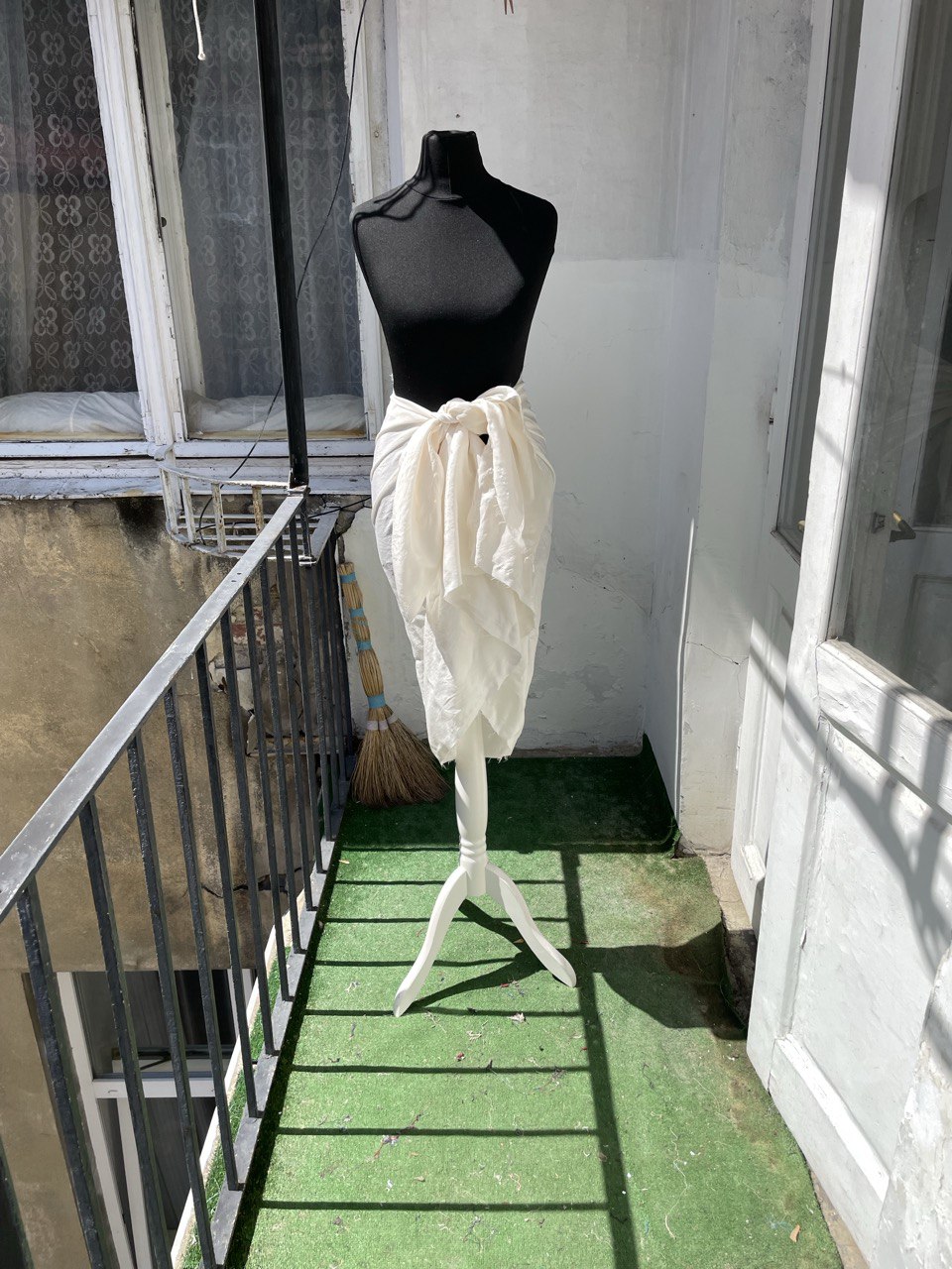 Deconstructed Sheer White Wrap Skirt Frayed Hem