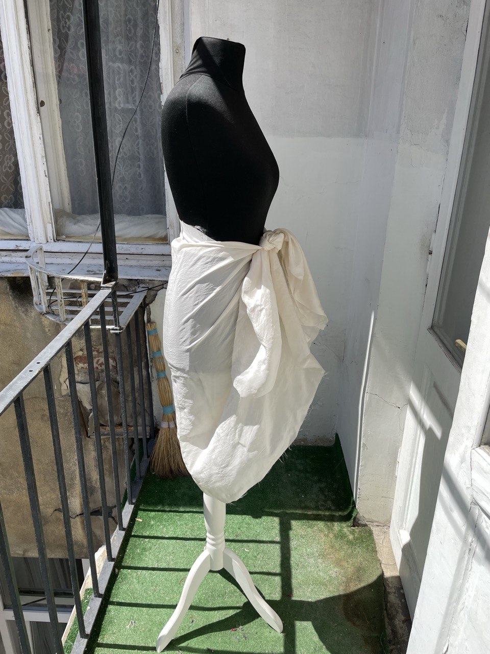 Deconstructed Sheer White Wrap Skirt Frayed Hem