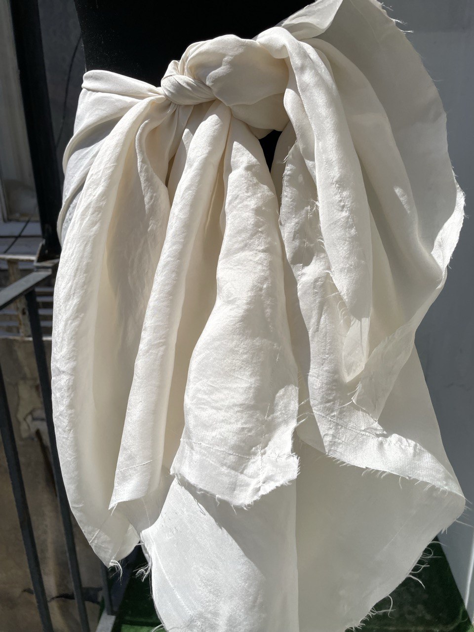 Deconstructed Sheer White Wrap Skirt Frayed Hem