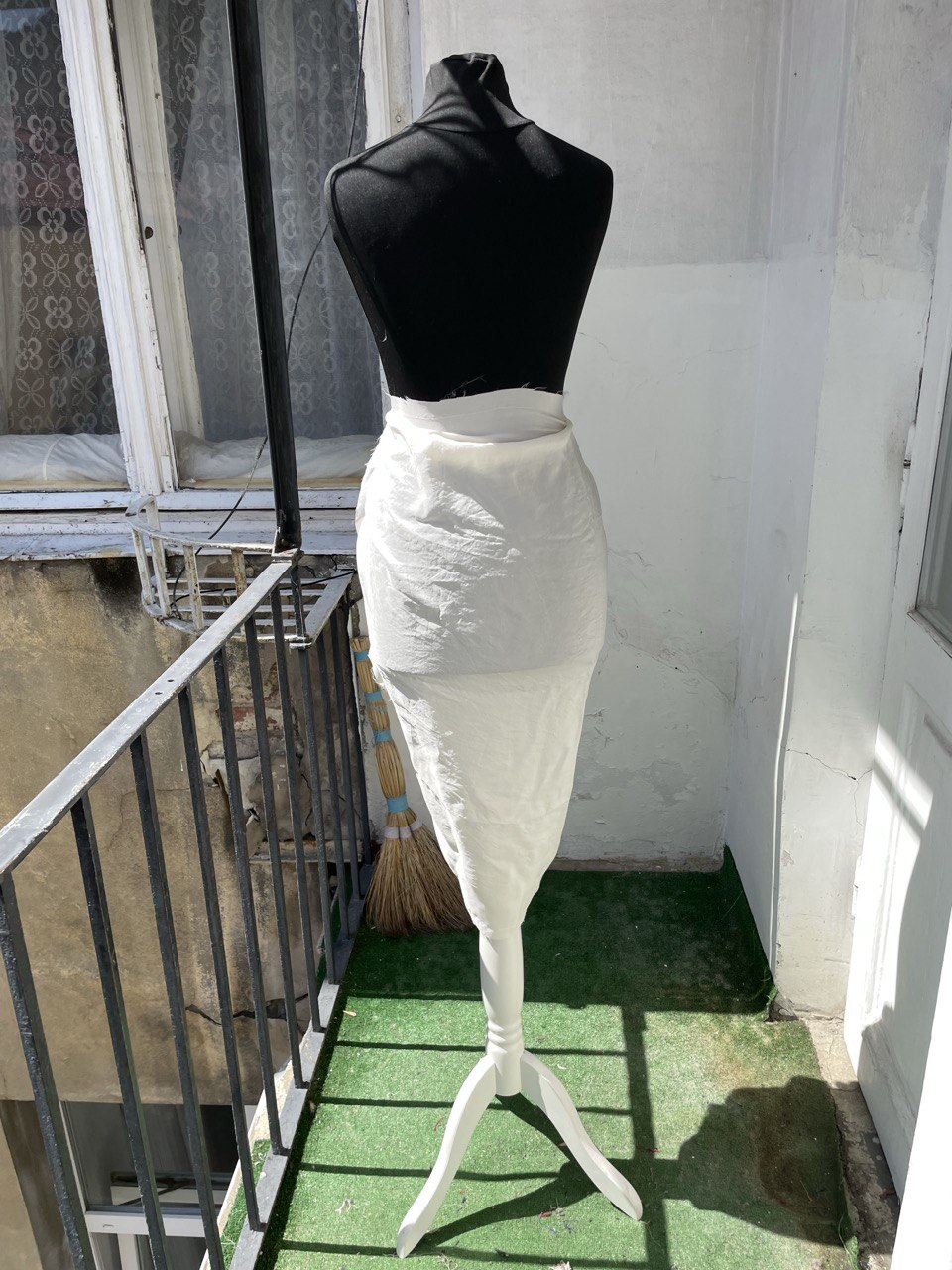 Deconstructed Sheer White Wrap Skirt Frayed Hem
