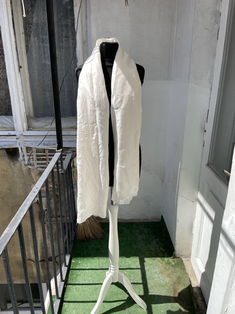 Deconstructed Sheer White Wrap Skirt Frayed Hem