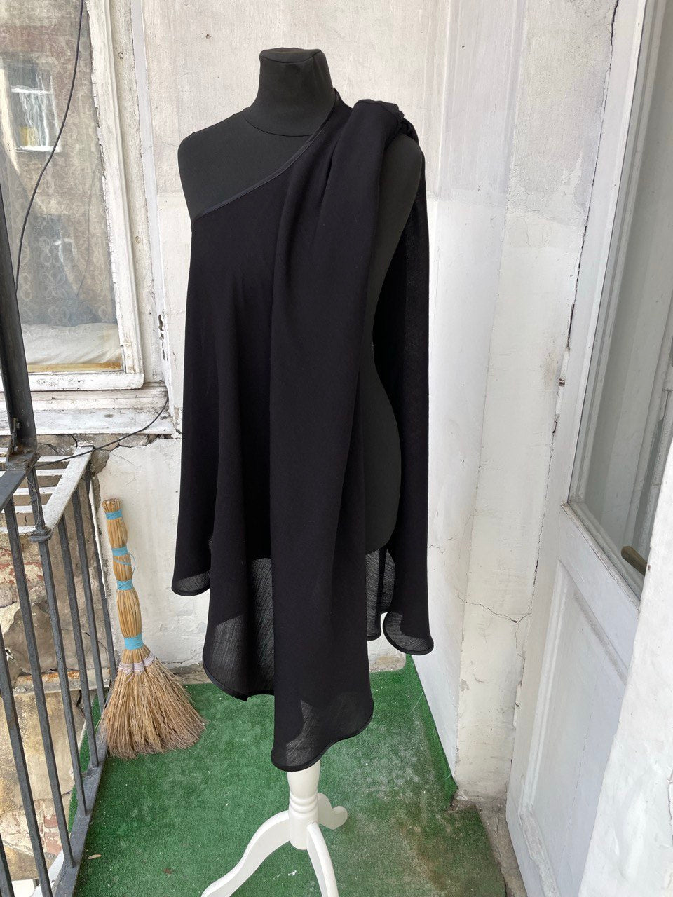 Black Silk and Wool Cape