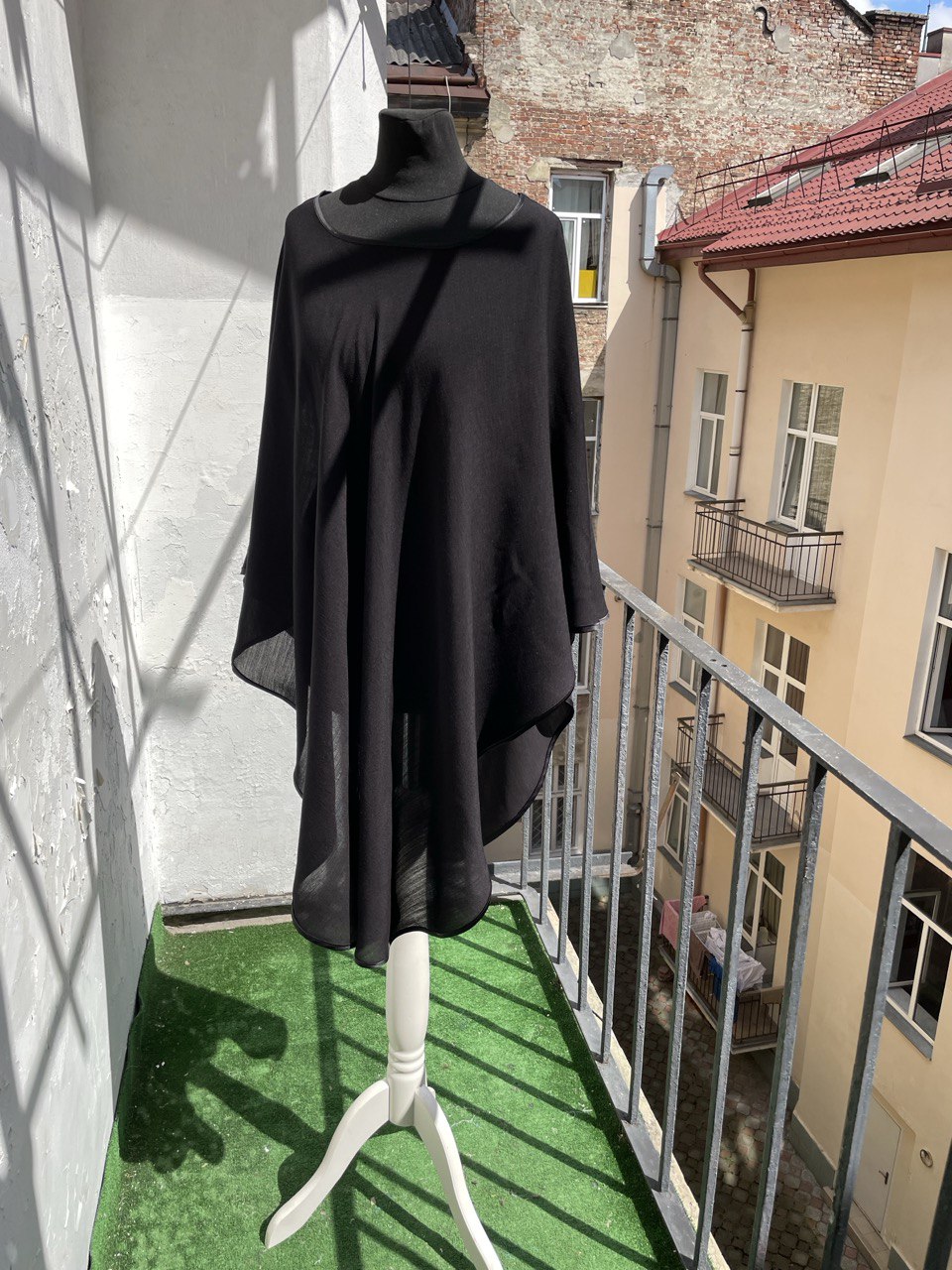 Black Silk and Wool Cape
