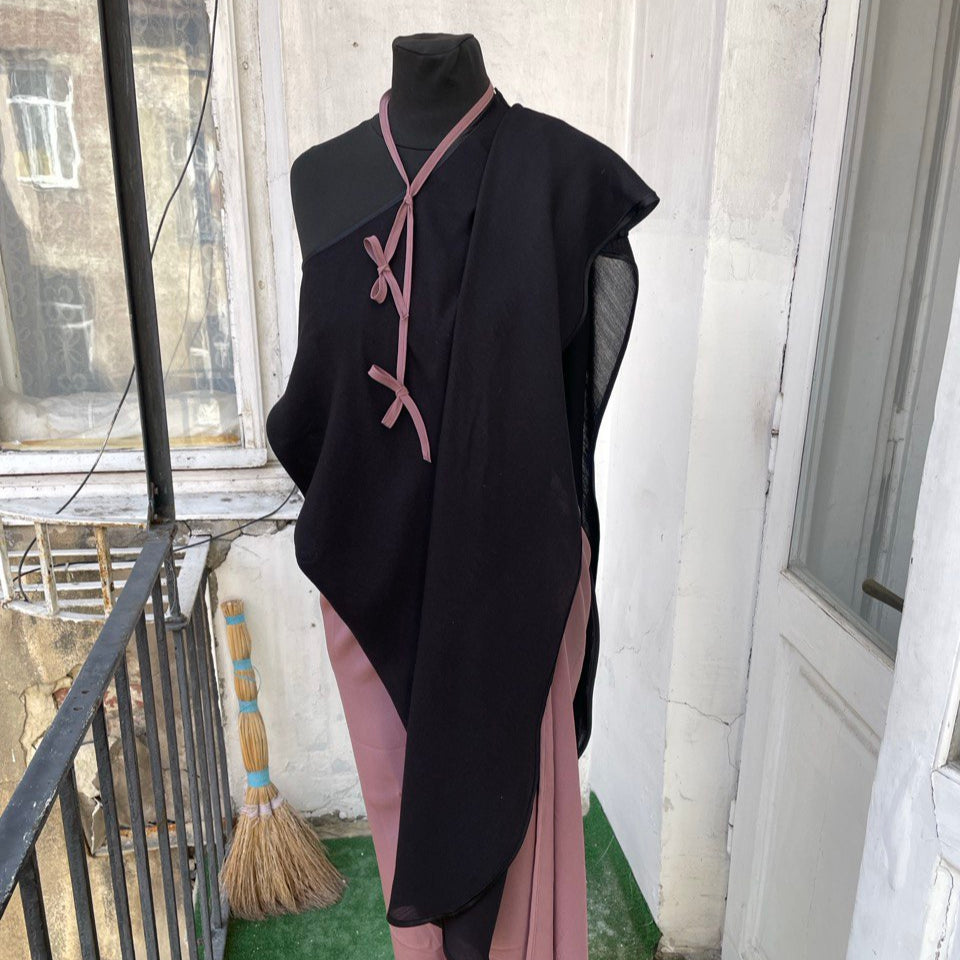 Black Silk and Wool Cape