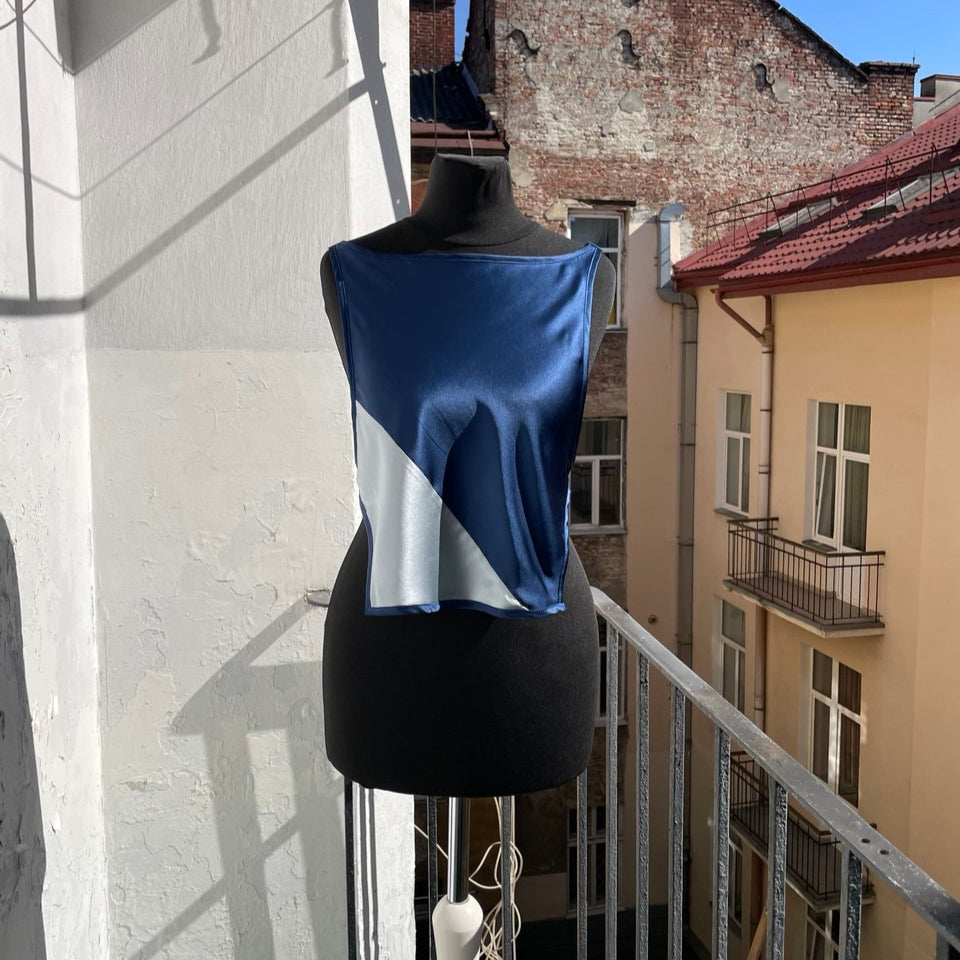 Moonlight Deep Blue Silk Top